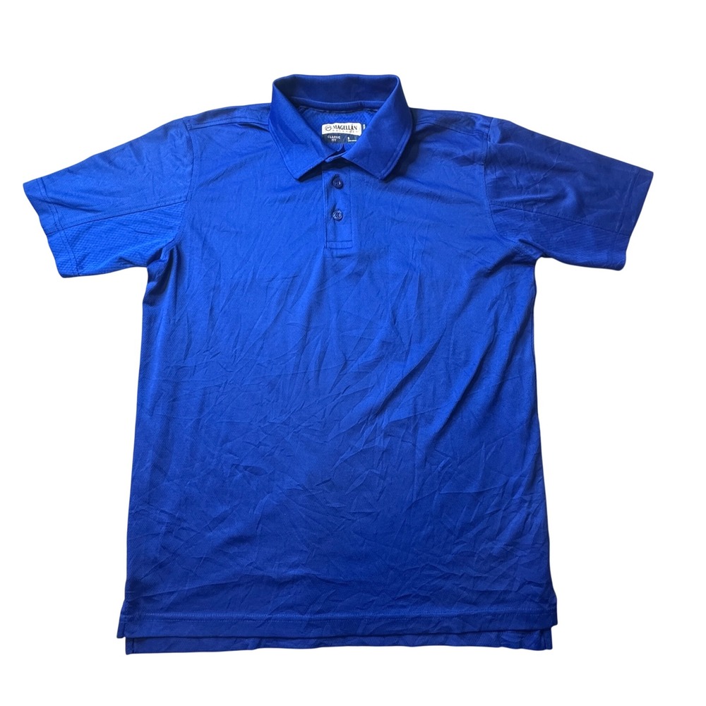 Magellan Polo Shirt Mens Small Blue Classic Fit Moisture Wicking Performance